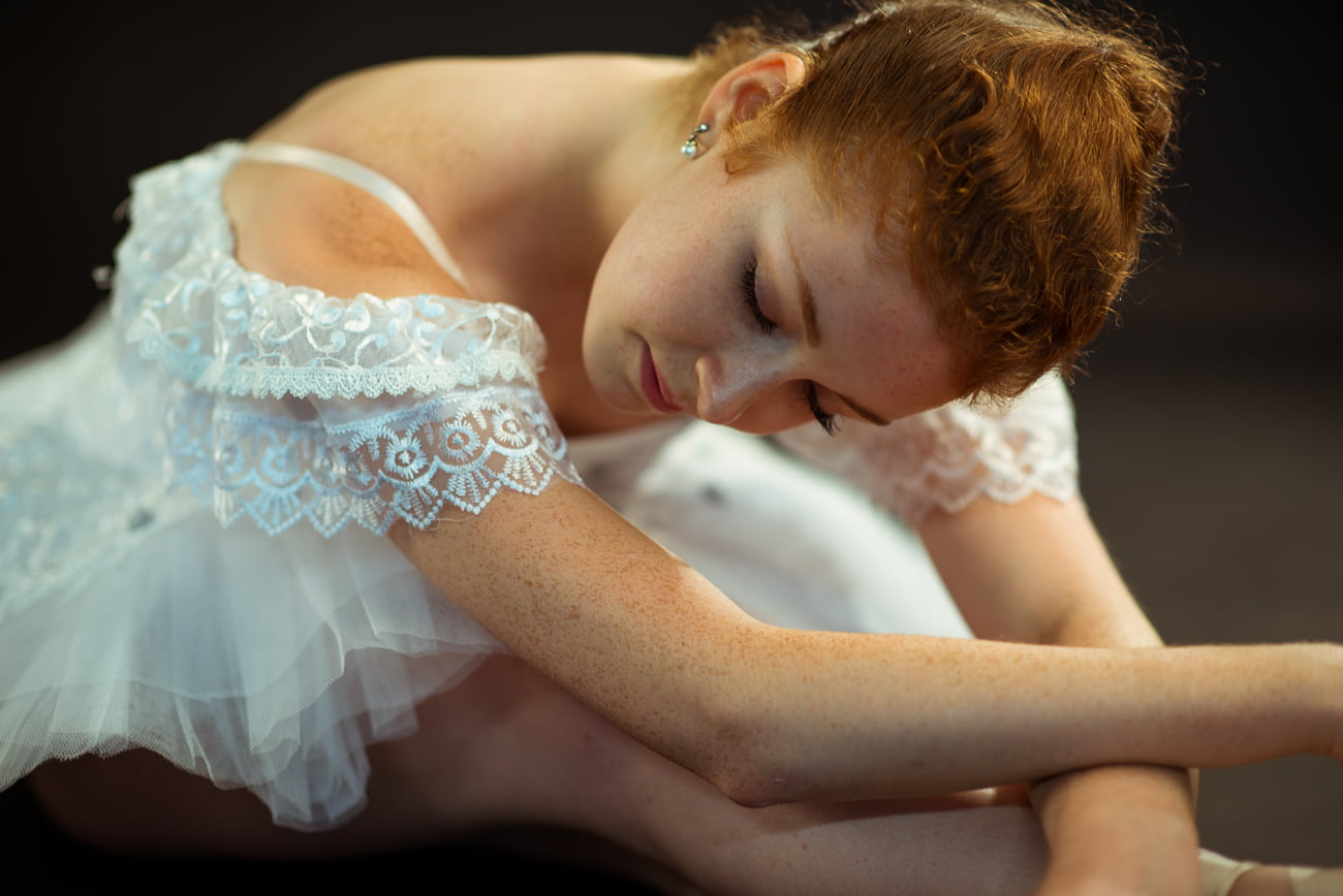 ballerine en studio avec nikon 85mm f/1.4