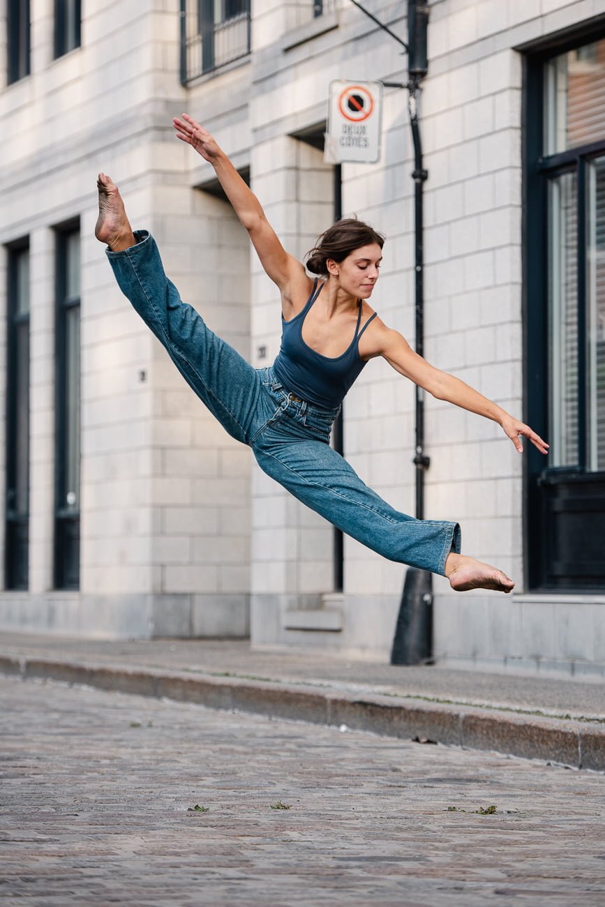 jumping ballet dancer old port montreal